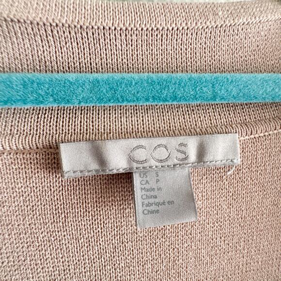 COS Long Structured Knit Jacket Beige Open Front Coatigan - Picture 4 of 12